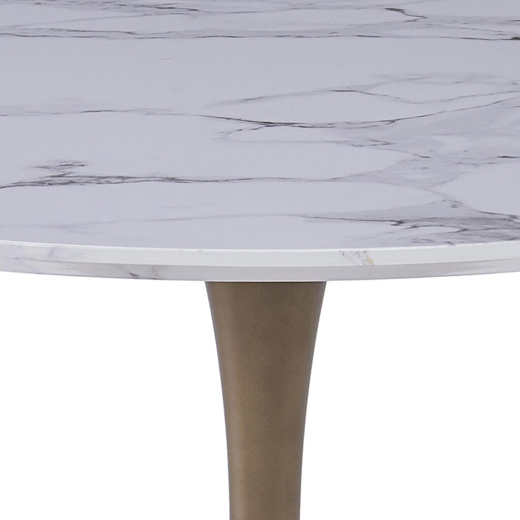 Zilo/Olis 3pc Dining Set in Faux Marble and Gold with Beige Chair - Image 3