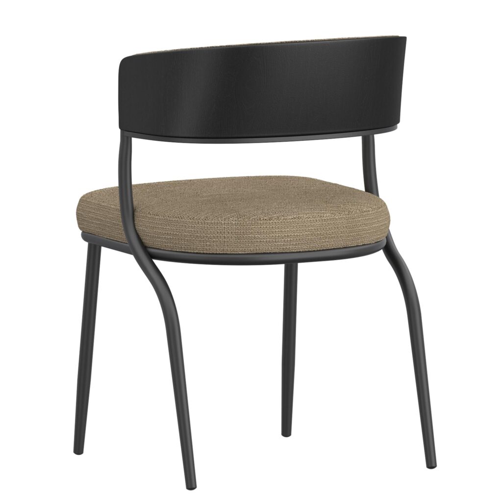 Sangra/Kazan 6pc Dining Set - Black Table and Bench with Dark Beige Chair - Image 7