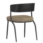 Sangra/Kazan 6pc Dining Set - Black Table and Bench with Dark Beige Chair 207-751BLKSM_904DKB 207 751BLKSM 904DKB 6
