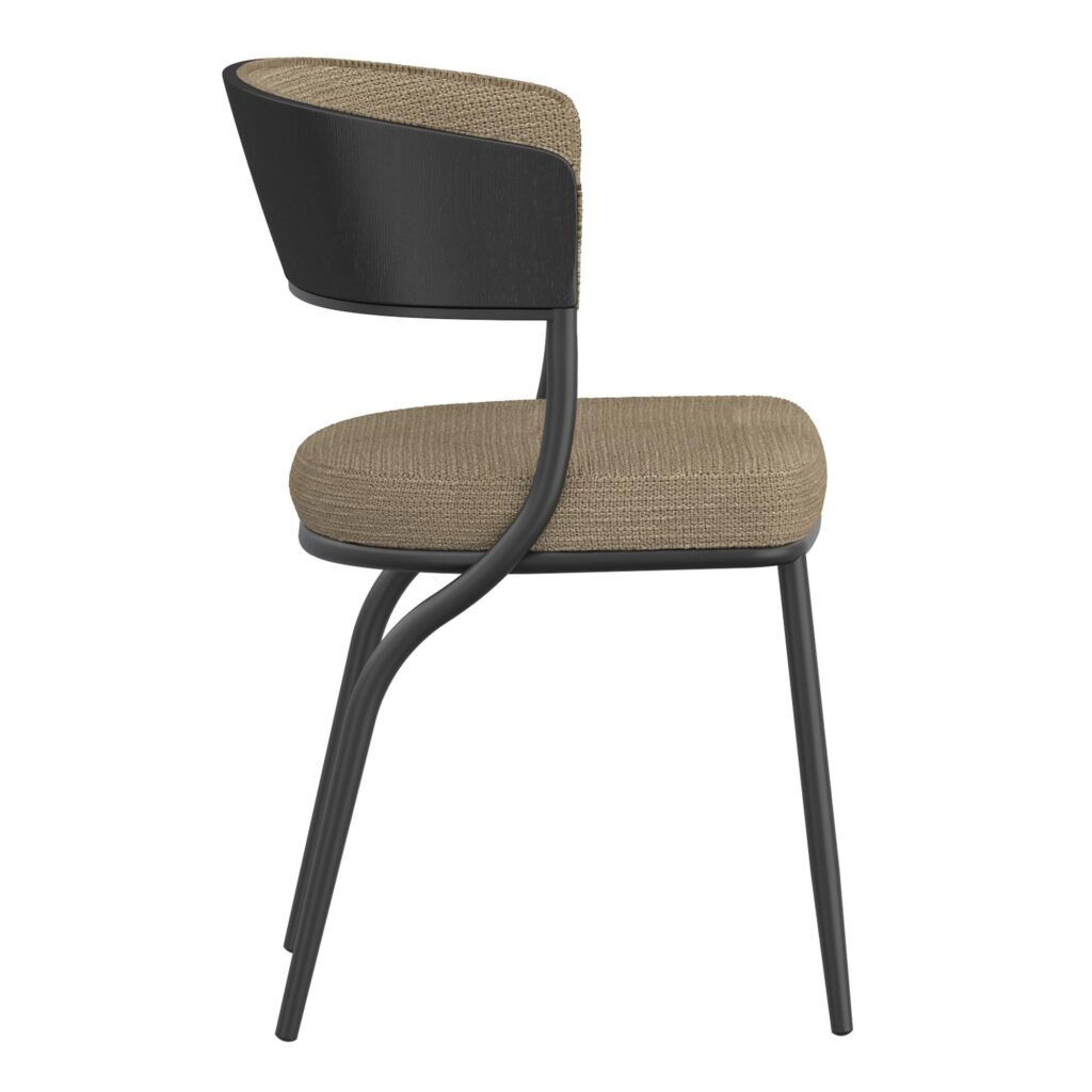 Sangra/Kazan 6pc Dining Set - Black Table and Bench with Dark Beige Chair - Image 8