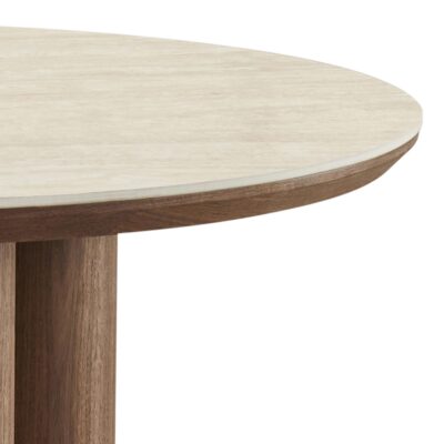 Seaton and Caspian 5pc Dining Set - Walnut and Travertine Table and Black and Walnut Chairs 207-759_664BLK 207 759 664BLK 5