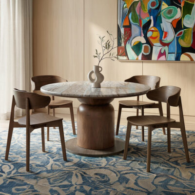 Martina and Khari 5pc Dining Set - Walnut Table and Walnut Chairs