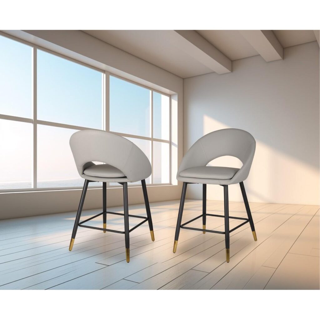 Mila Counter Stool - Set of 2 - Grey - Image 2