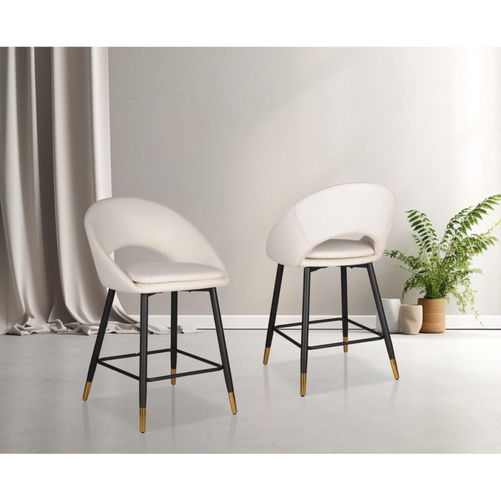 Mila Counter Stool - Set of 2 - White - Image 2