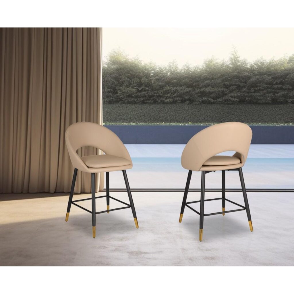 Mila Counter Stool - Set of 2 - Beige - Image 2