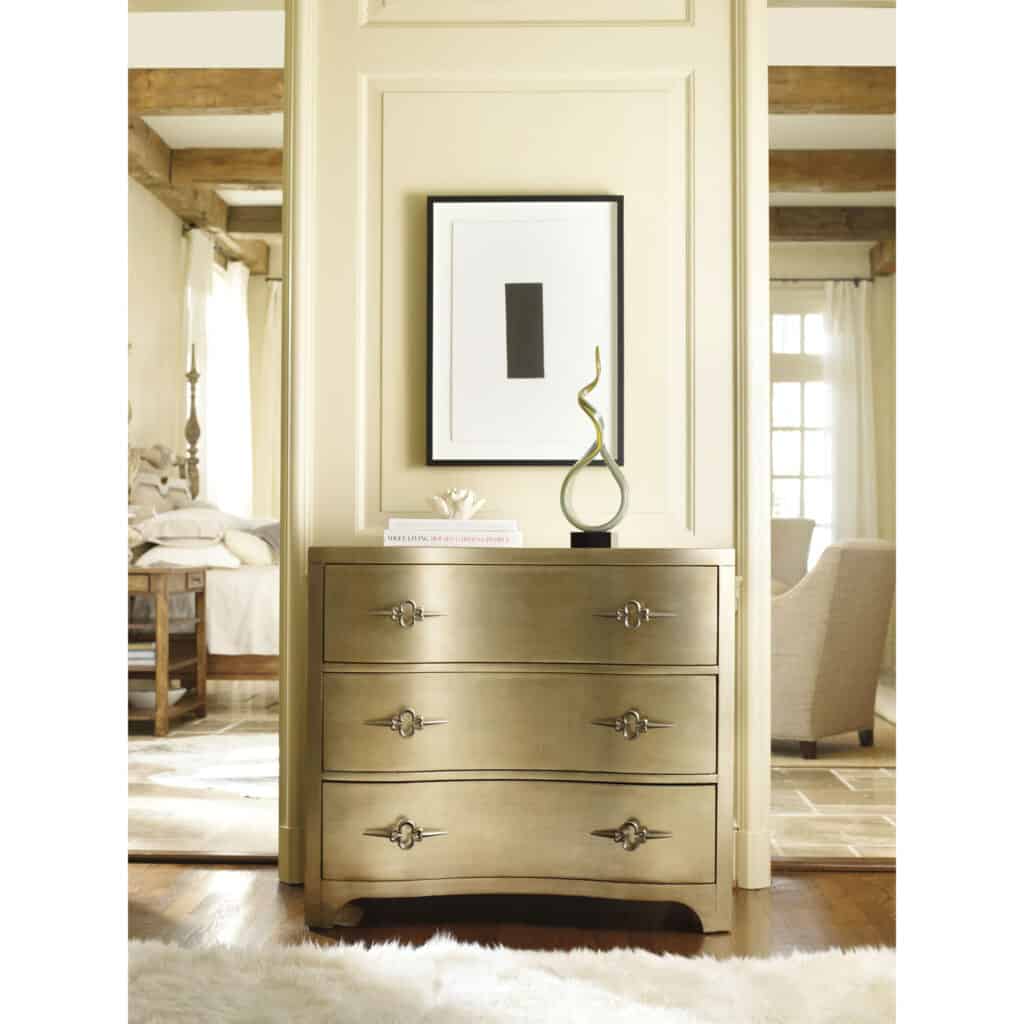 Sanctuary Three-Drawer Shaped Front Gold Chest - Image 3