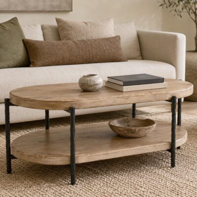 Johar Oval Coffee Table in Natural and Black 301-068NAT 301 068NAT 1
