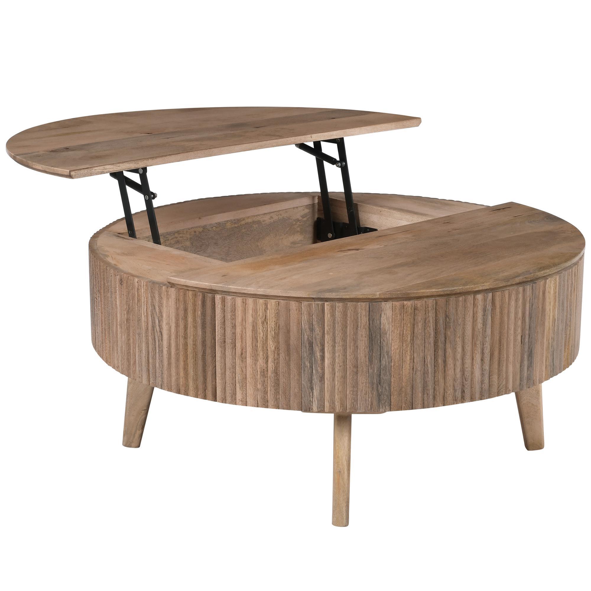 Balark Round Lift-Top Coffee Table in Natural 3 Balark Round Lift-Top Coffee Table in Natural - Image 3