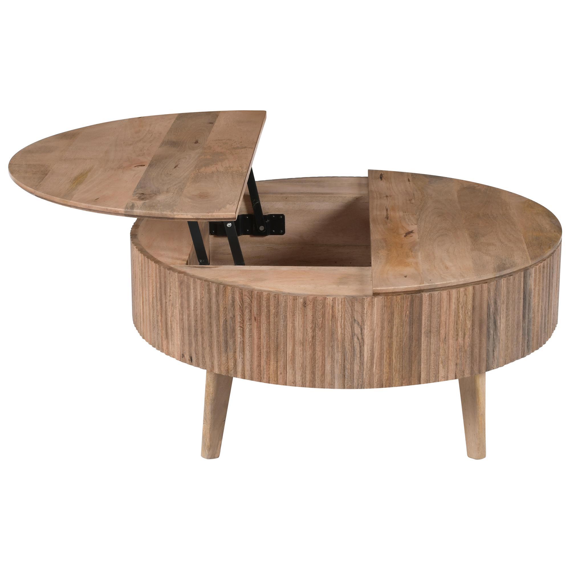 Balark Round Lift-Top Coffee Table in Natural 4 Balark Round Lift-Top Coffee Table in Natural - Image 4