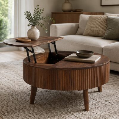 Balark Round Lift-Top Coffee Table in Walnut 301-071WAL 301 071WAL 1
