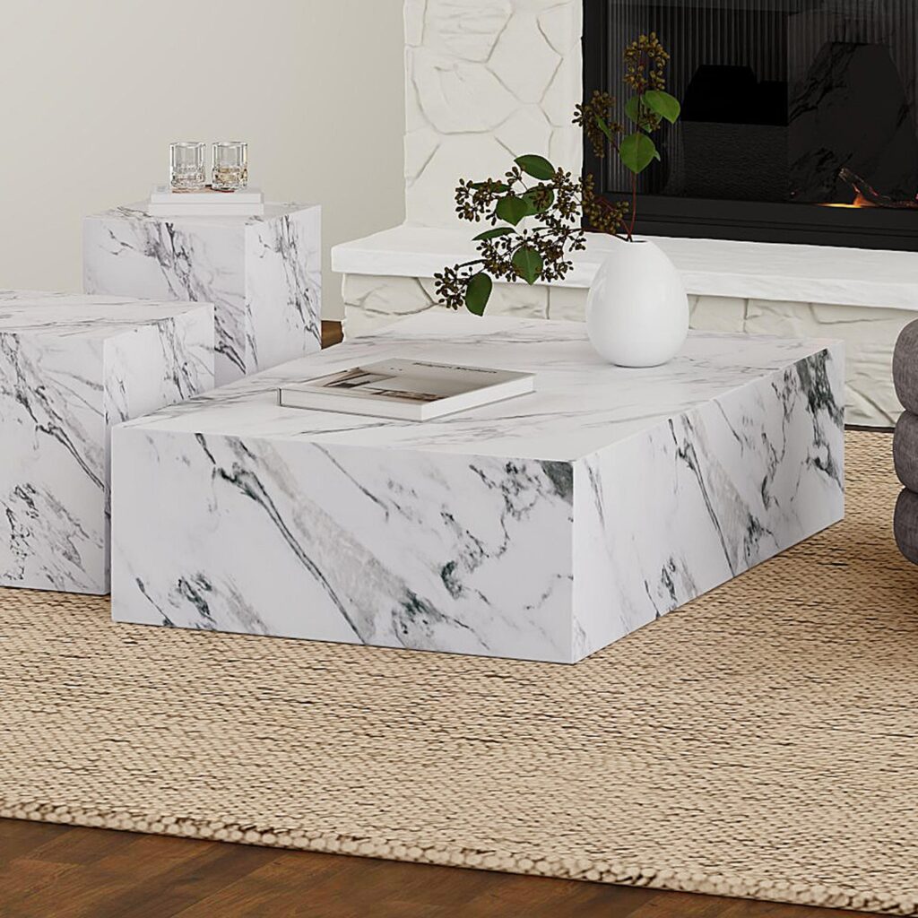 Artemis Contract Grade Rectangular Coffee Table in Bulgari White - Image 2