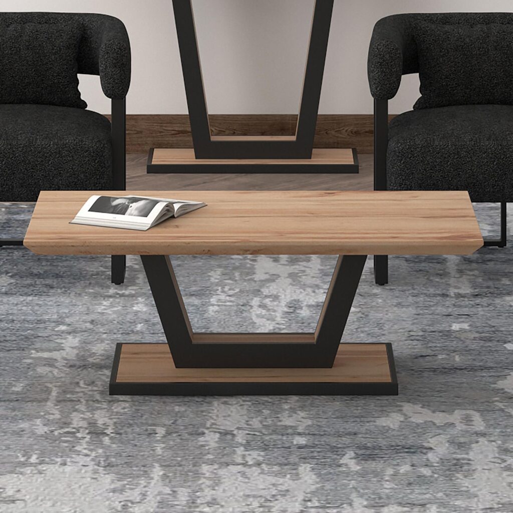 Forna Rectangular Coffee Table in Natural and Black - Image 2