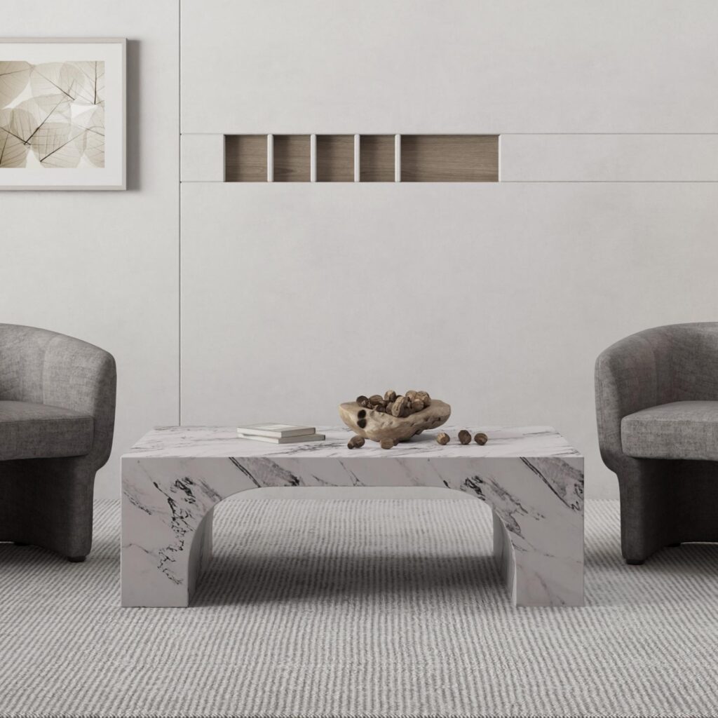 Atticus Contract Grade Rectangular Coffee Table in Bulgari White - Image 2
