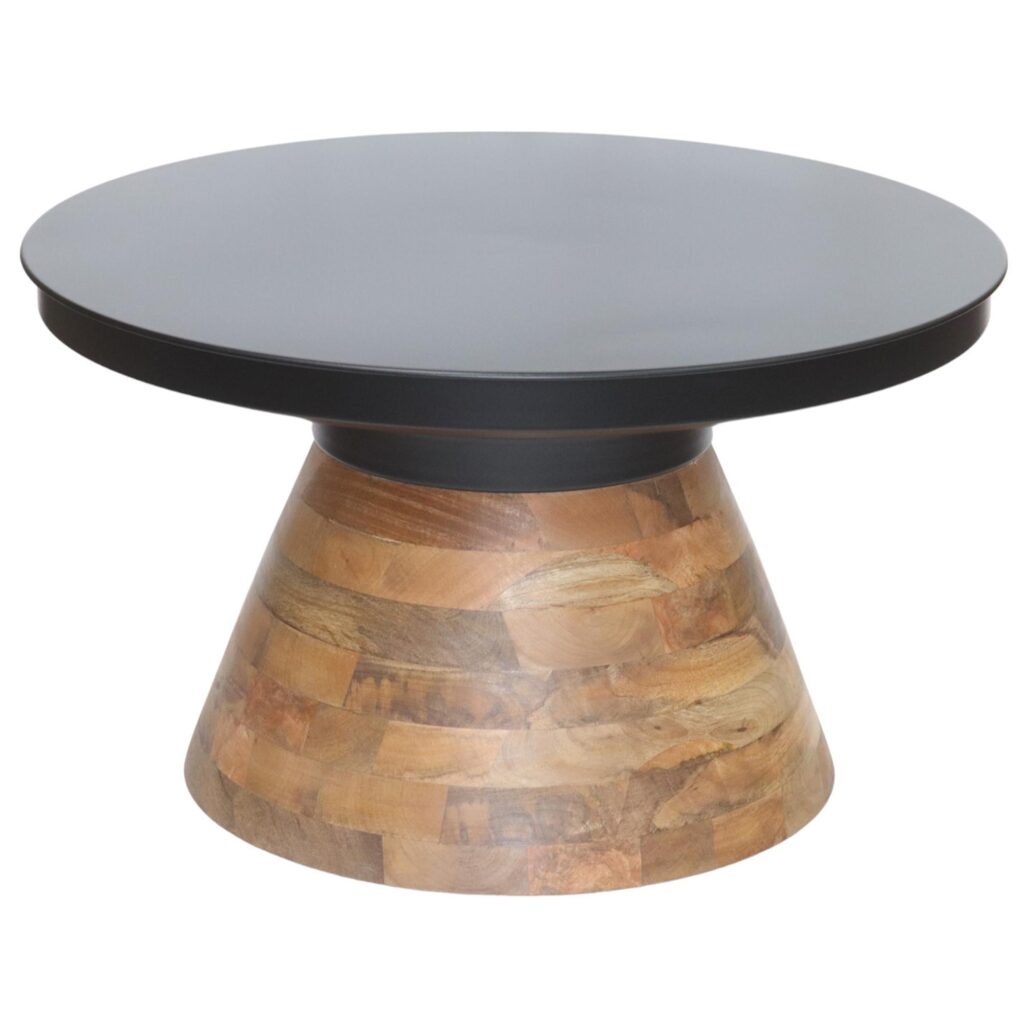 Boden Round Coffee Table in Black and Walnut - Image 4