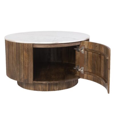 Reyna Round Coffee Table with Storage in Walnut and White 10 Reyna Round Coffee Table with Storage in Walnut and White 301-248WAL 301 248WAL 2