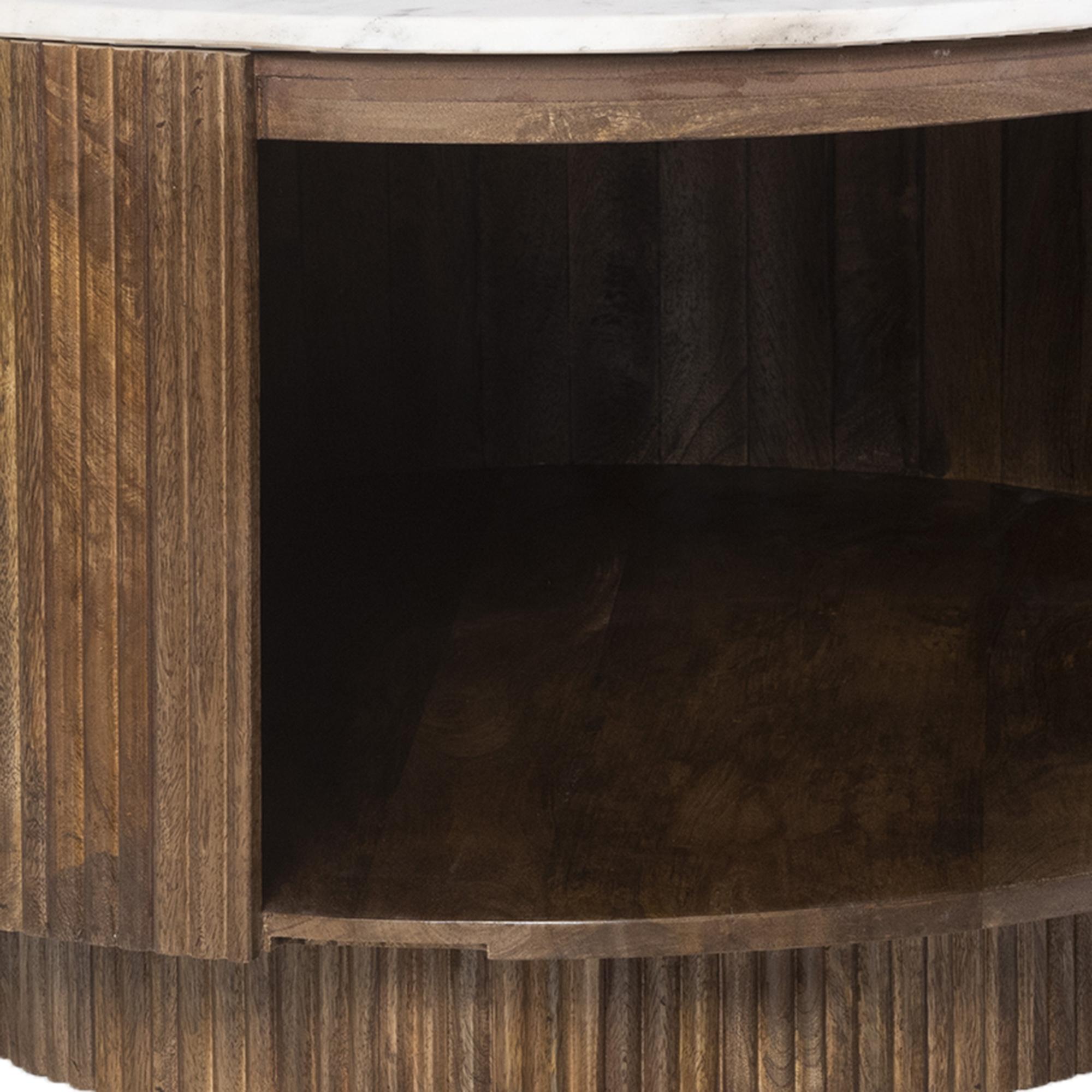 Reyna Round Coffee Table with Storage in Walnut and White 5 Reyna Round Coffee Table with Storage in Walnut and White - Image 5