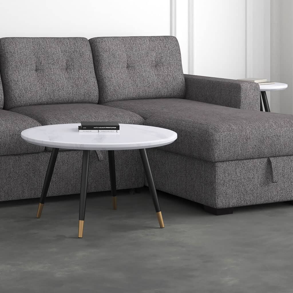 Emery Round Coffee Table in White and Black - Image 2