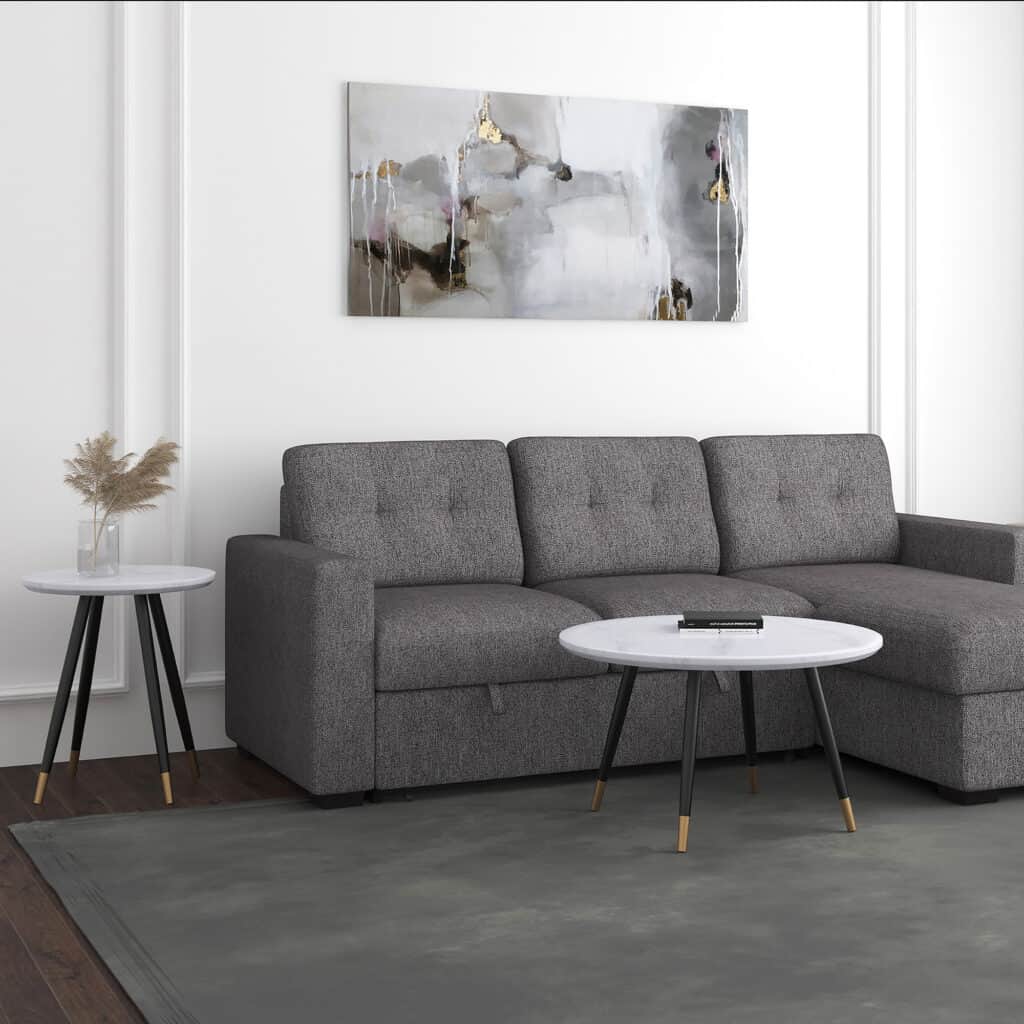 Emery Round Coffee Table in White and Black - Image 7