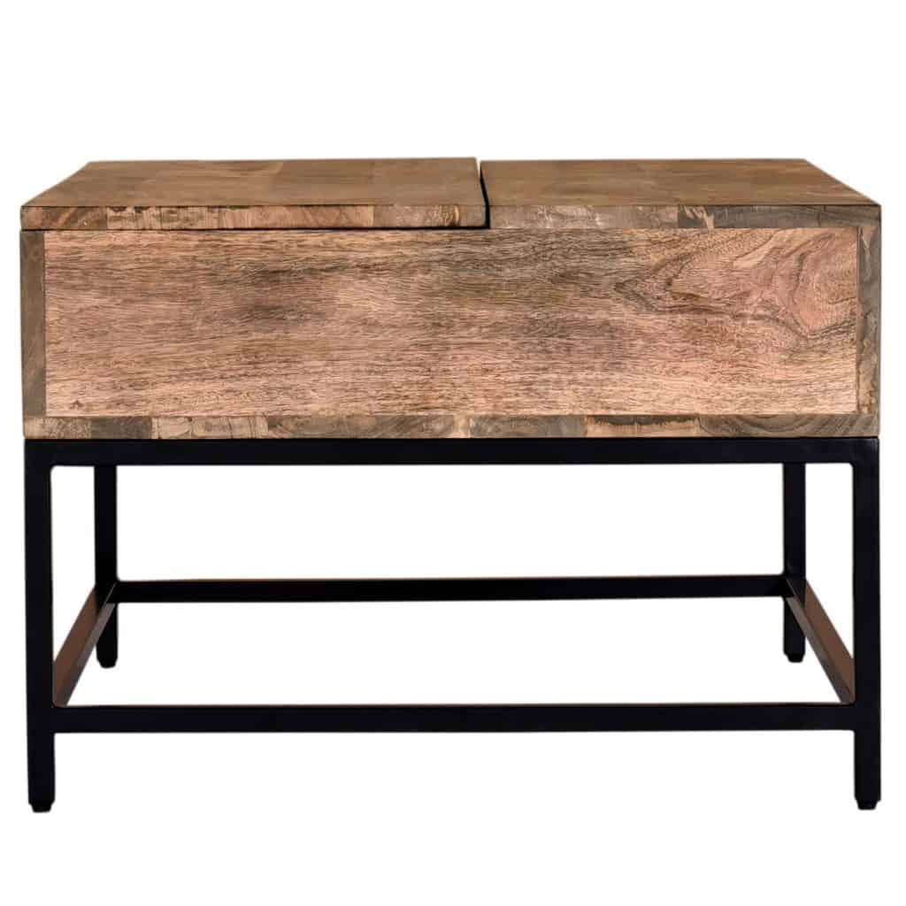 Ojas Lift-Top Coffee Table in Natural Burnt and Black - Image 4