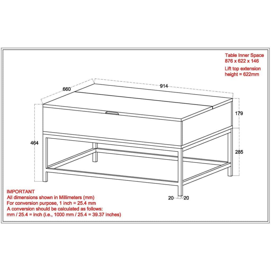 Ojas Lift-Top Coffee Table in Natural Burnt and Black - Image 8