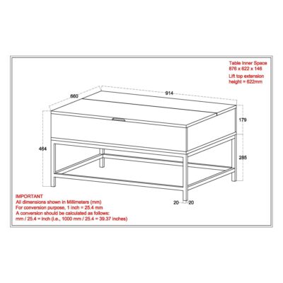 Ojas Lift-Top Coffee Table in Natural Burnt and Black 301-513NT 301 513NT LD