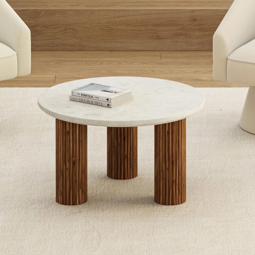 Jilsa Coffee Table in Walnut & White - Image 2