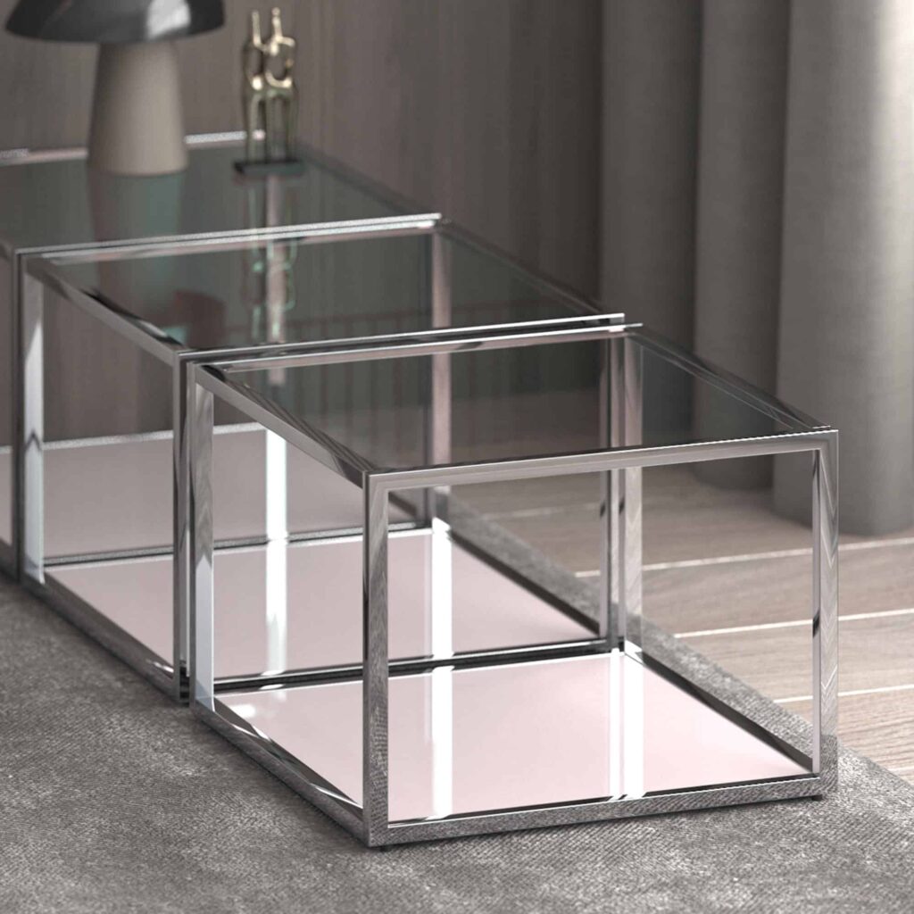 Casini Large Square Coffee Table in Silver - Image 2