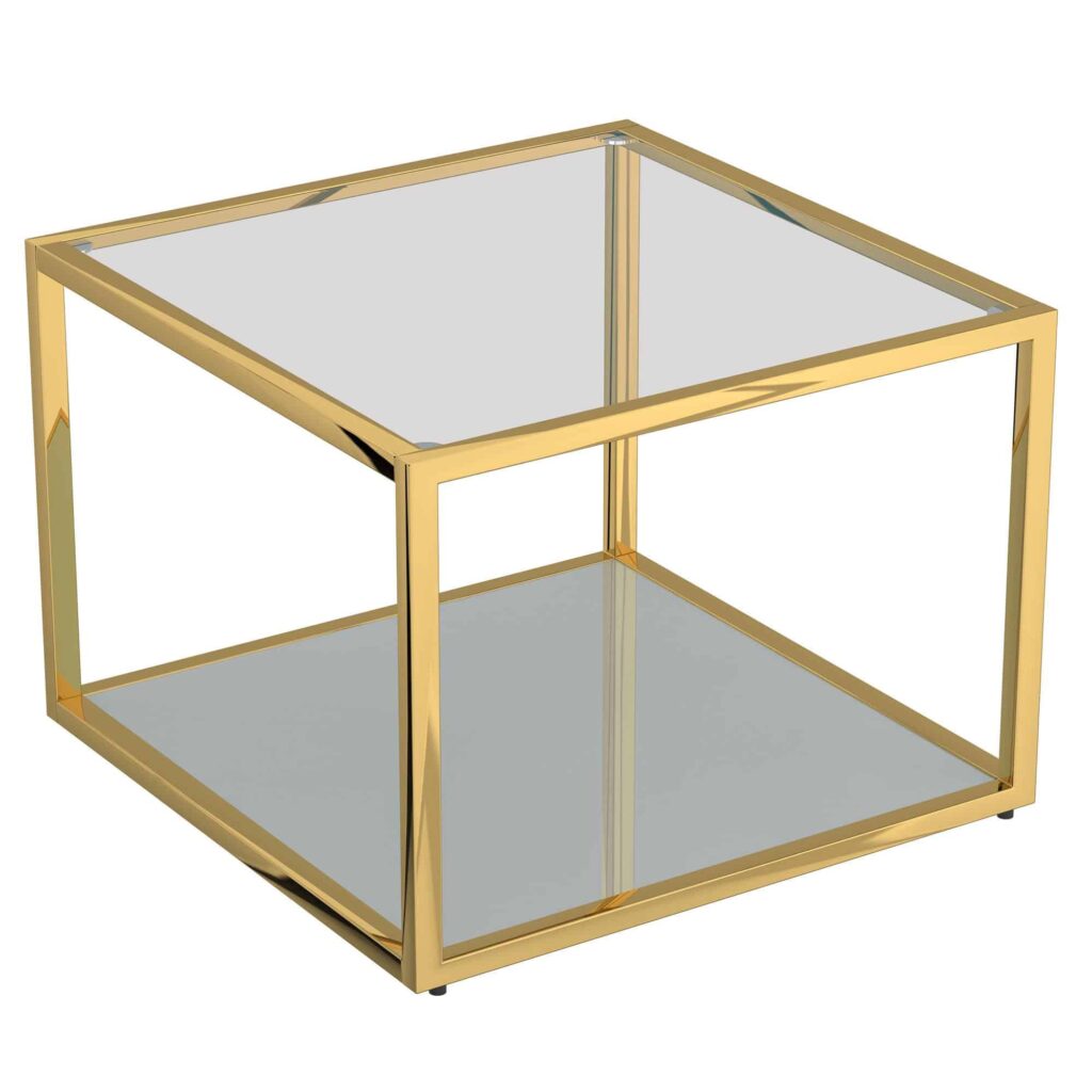 Casini Small Square Coffee Table in Gold - Image 2