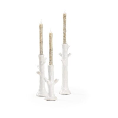 Faux Bois Candlesticks - White (S3)