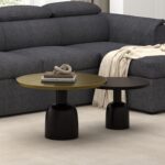 Adira 2pc Round Coffee Table Set in Antique Gold and Black 303-102GL_BK 303 102GL BK 1