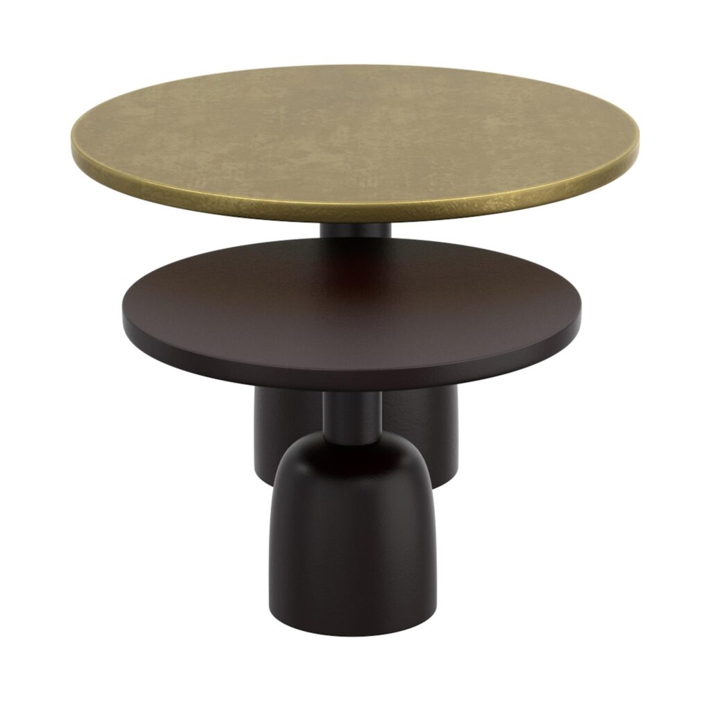 Adira 2pc Round Coffee Table Set in Antique Gold and Black - Image 4