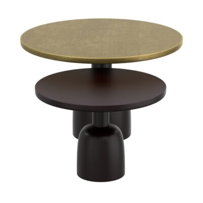 Adira 2pc Round Coffee Table Set in Antique Gold and Black 303-102GL_BK 303 102GL BK 3