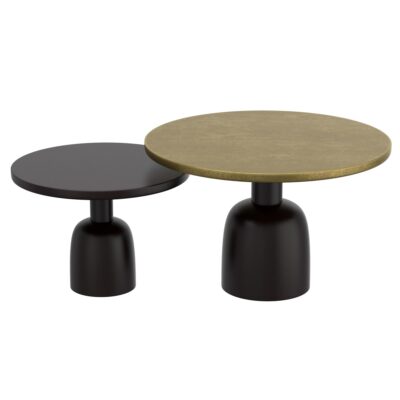 Adira 2pc Round Coffee Table Set in Antique Gold and Black 303-102GL_BK 303 102GL BK 4