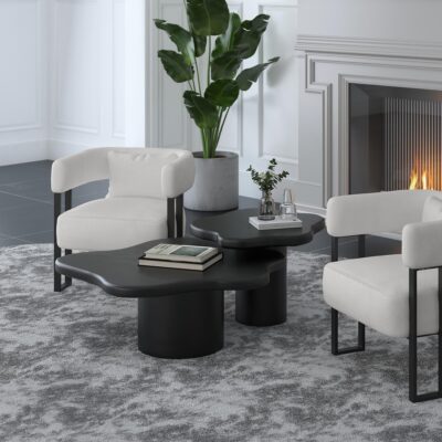 Mayal 2pc Coffee Table Set in Black 303-149BLK 303 149BLK 1