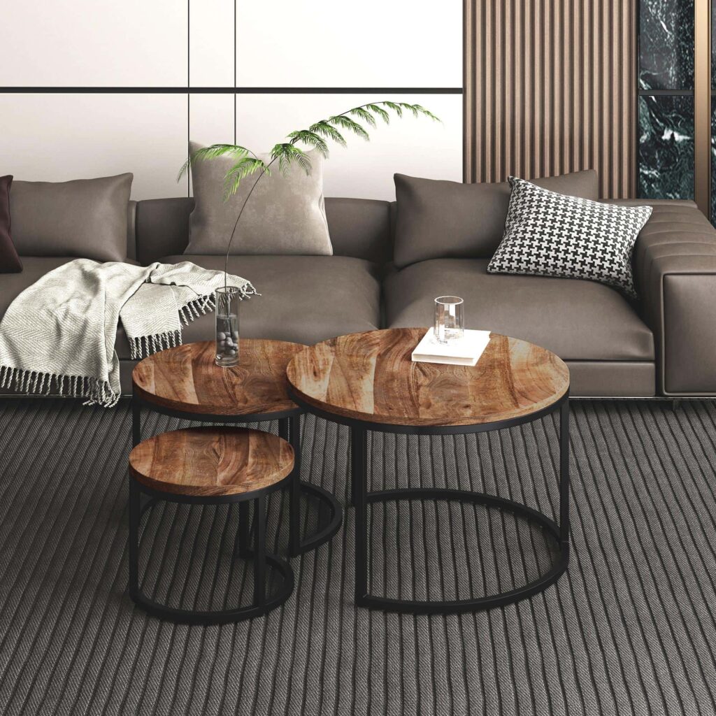 Darsh 3pc Coffee Table Set in Natural and Black - Image 2