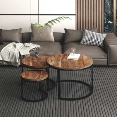 Darsh 3pc Coffee Table Set in Natural and Black 303-403NAT 303 403NAT 1