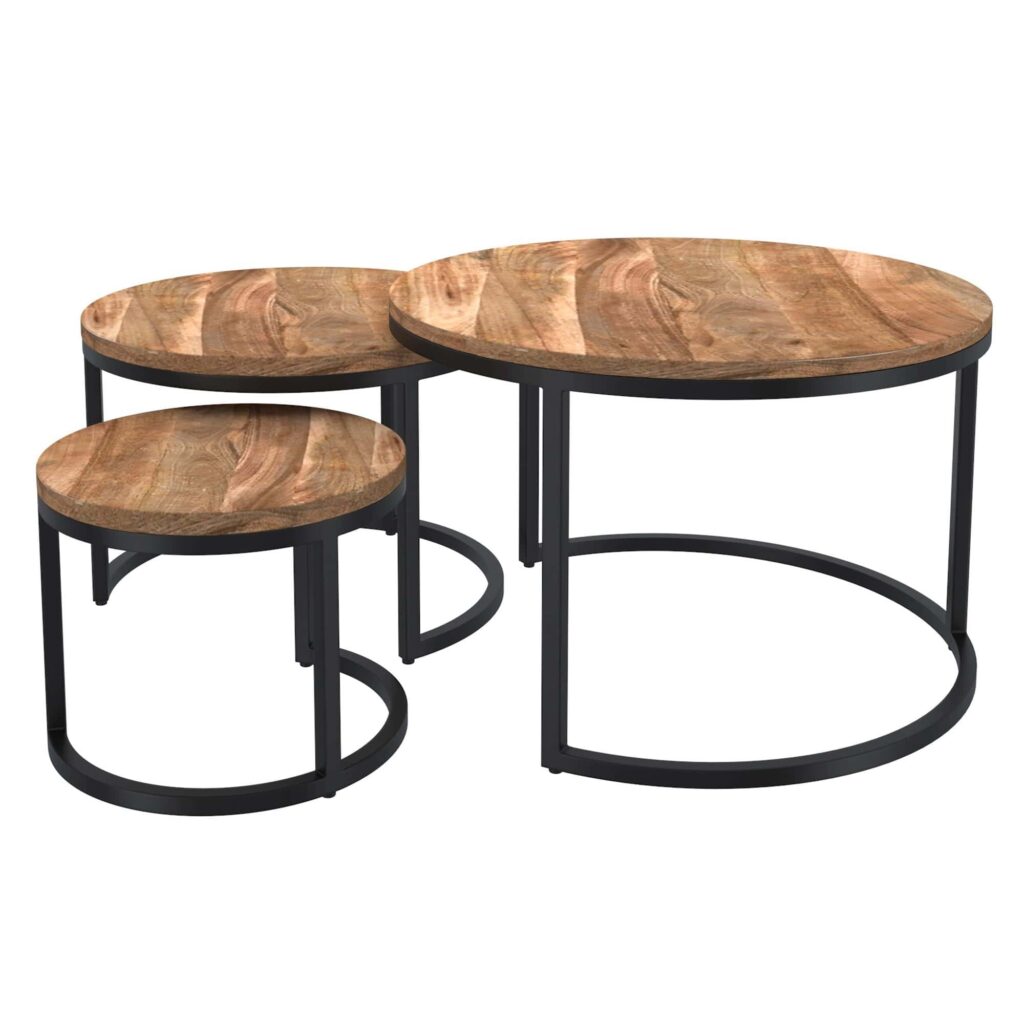 Darsh 3pc Coffee Table Set in Natural and Black - Image 4