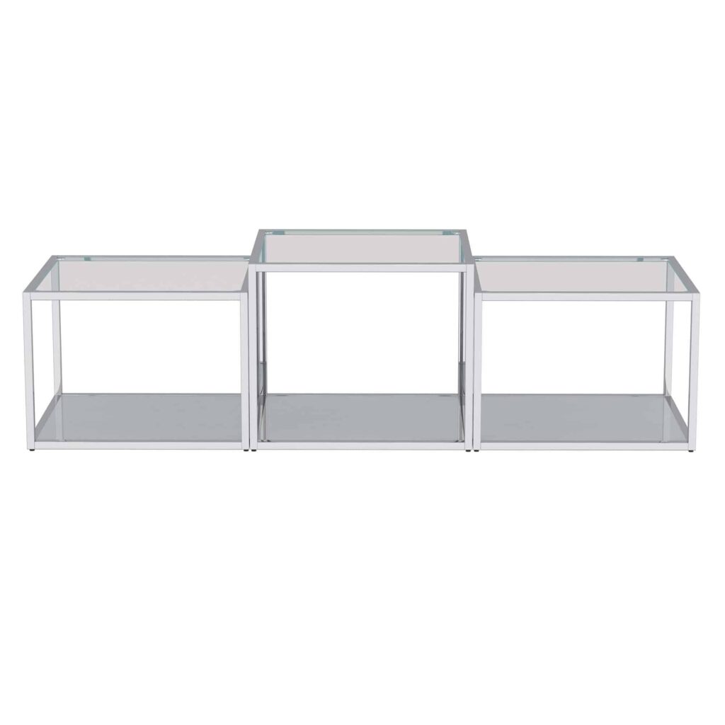 Casini 3pc Multi-Tier Coffee Table Set in Silver - Image 3