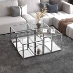 Casini 4pc Multi-Tier Coffee Table Set in Silver 303-632CH-4 303 632CH 4 1