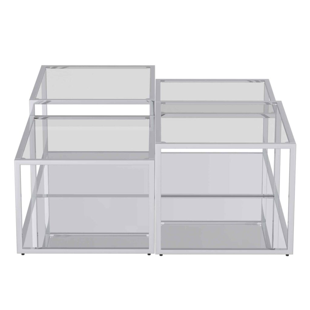 Casini 4pc Multi-Tier Coffee Table Set in Silver - Image 3