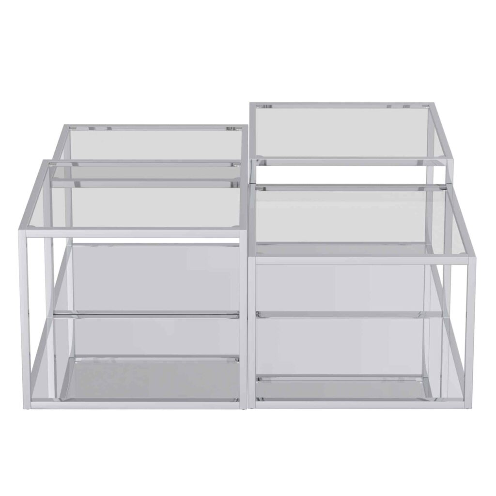 Casini 4pc Multi-Tier Coffee Table Set in Silver - Image 4
