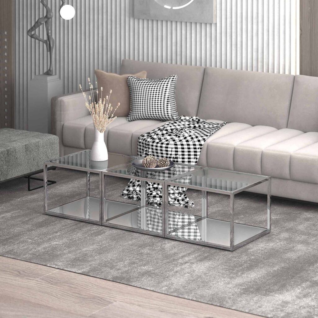 Casini 3pc Small Coffee Table Set in Silver - Image 2