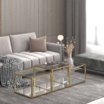 Casini 3pc Multi-Tier Coffee Table Set in Gold 303-632GL-3 303 632GL 3 1