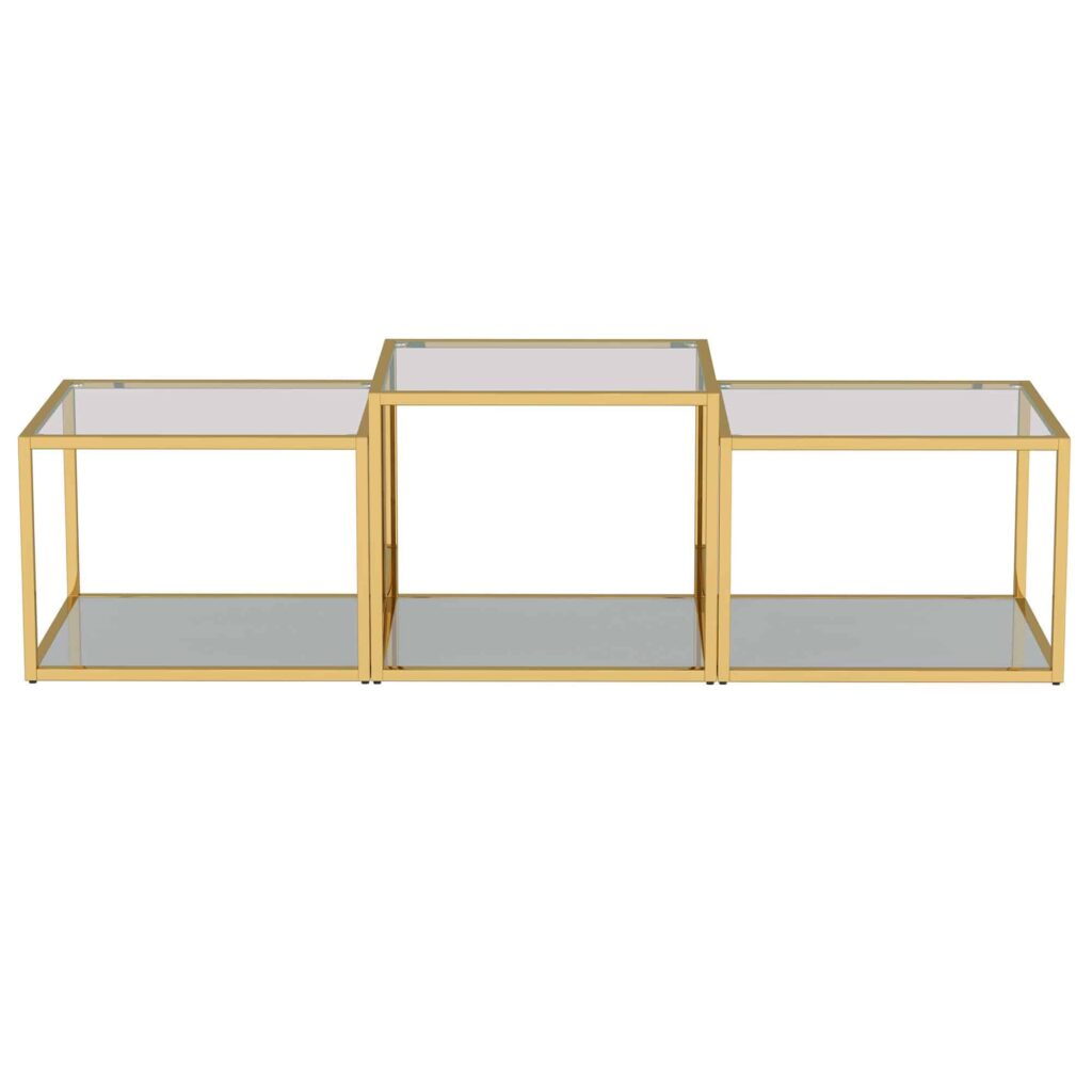Casini 3pc Multi-Tier Coffee Table Set in Gold - Image 3