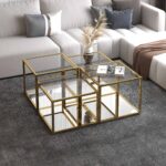 Casini 4pc Multi-Tier Coffee Table Set in Gold 303-632GL-4 303 632GL 4 1