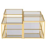 Casini 4pc Multi-Tier Coffee Table Set in Gold 303-632GL-4 303 632GL 4 2