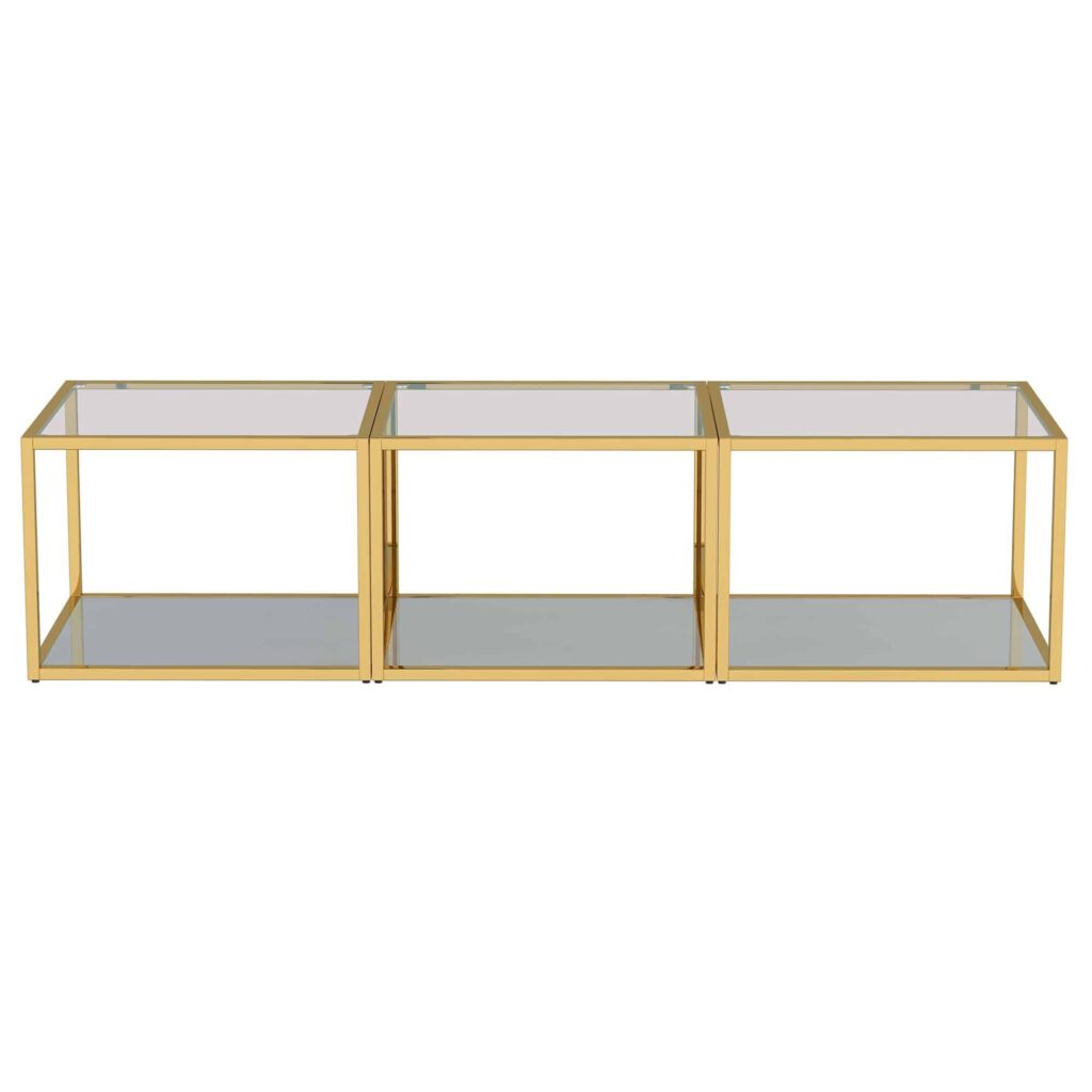 Casini 3pc Small Coffee Table Set in Gold - Image 3