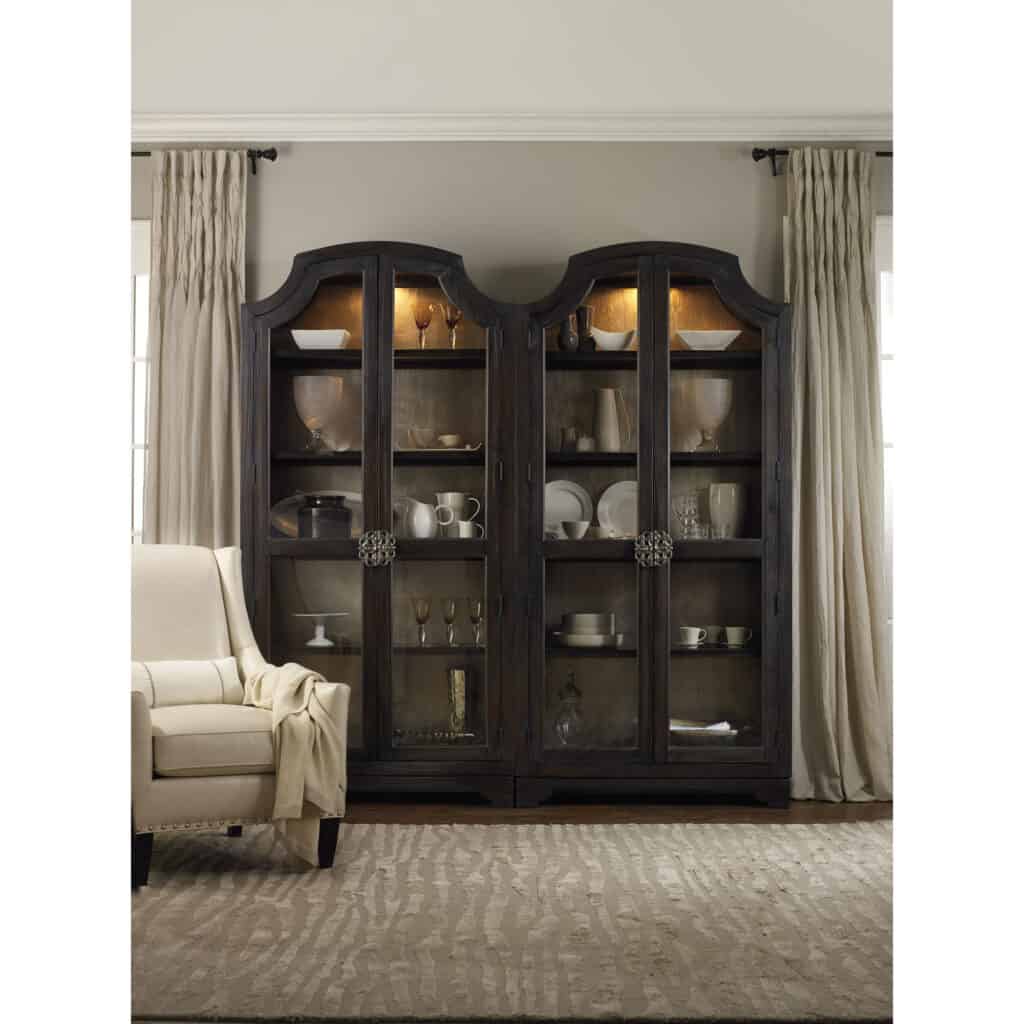 Sanctuary Glass Bunching Curio-Ebony Antiqued Oak 3031-50001 3031 50001 inset1