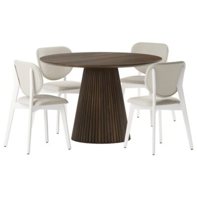 Akira 5-Piece Dining Set - Walnut/White Wash