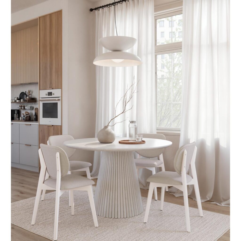 Akira 5-Piece Dining Set - White Wash - Image 2
